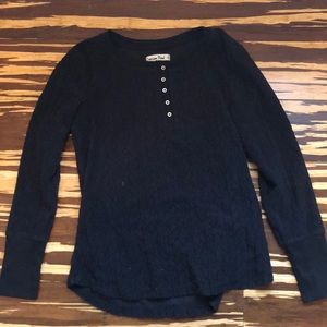 Soft black cable knit Henley